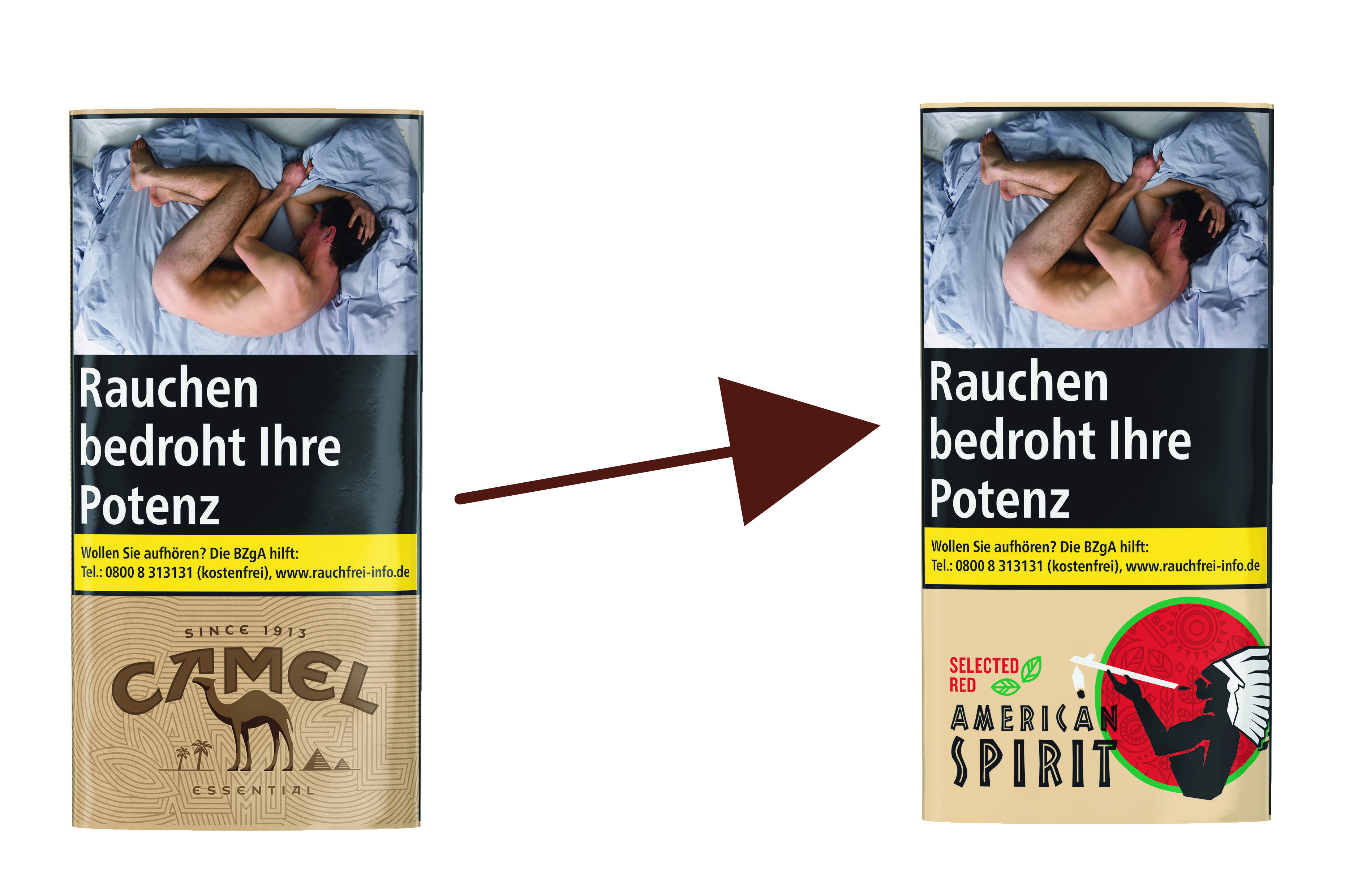 Der Drehtabak Camel Essential von JTI firmiert fortan als American Spirit Selected Red – Tabakmischung und Intensität bleiben unverändert.